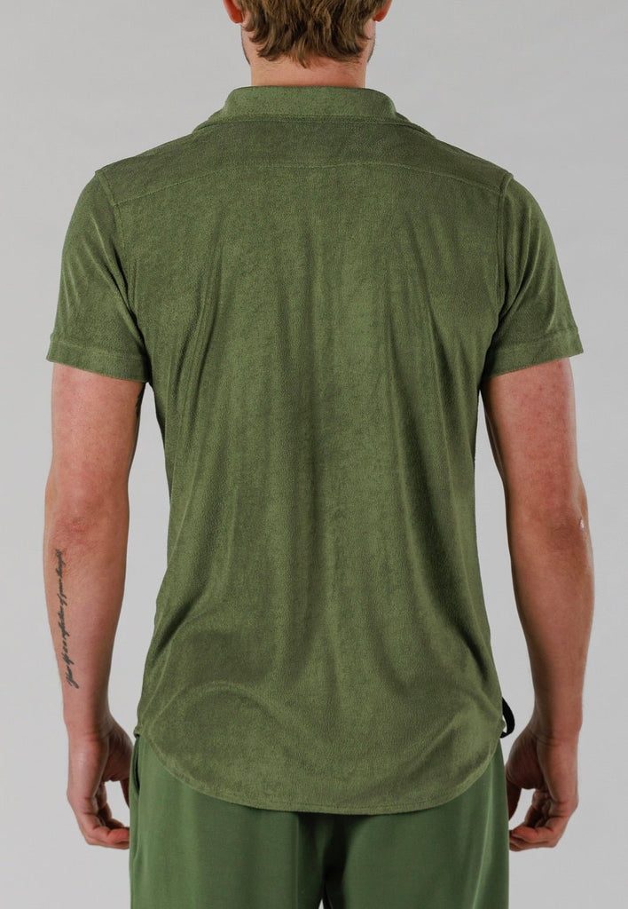 TERRY SHIRT SHORT SLEEVE | MILITARY GREEN - BAIN DE MER USA I Luxury Swimwear & Casual wear