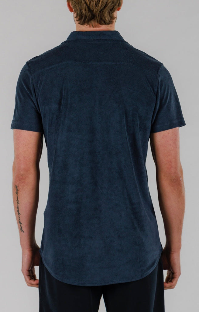 TERRY SHIRT SHORT SLEEVE | NAVY - BAIN DE MER USA I Luxury Swimwear & Casual wear