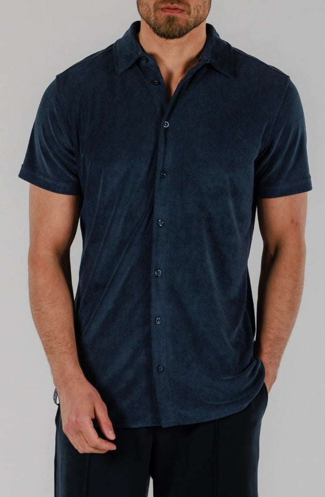 TERRY SHIRT SHORT SLEEVE | NAVY - BAIN DE MER USA I Luxury Swimwear & Casual wear