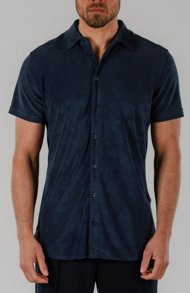 TERRY SHIRT SHORT SLEEVE | NAVY - BAIN DE MER USA I Luxury Swimwear & Casual wear