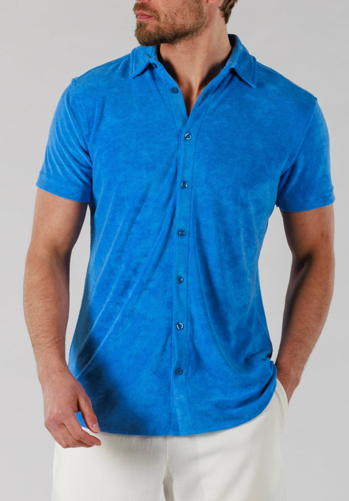 TERRY SHIRT SHORT SLEEVE | REGATTA BLUE - BAIN DE MER USA I Luxury Swimwear & Casual wear