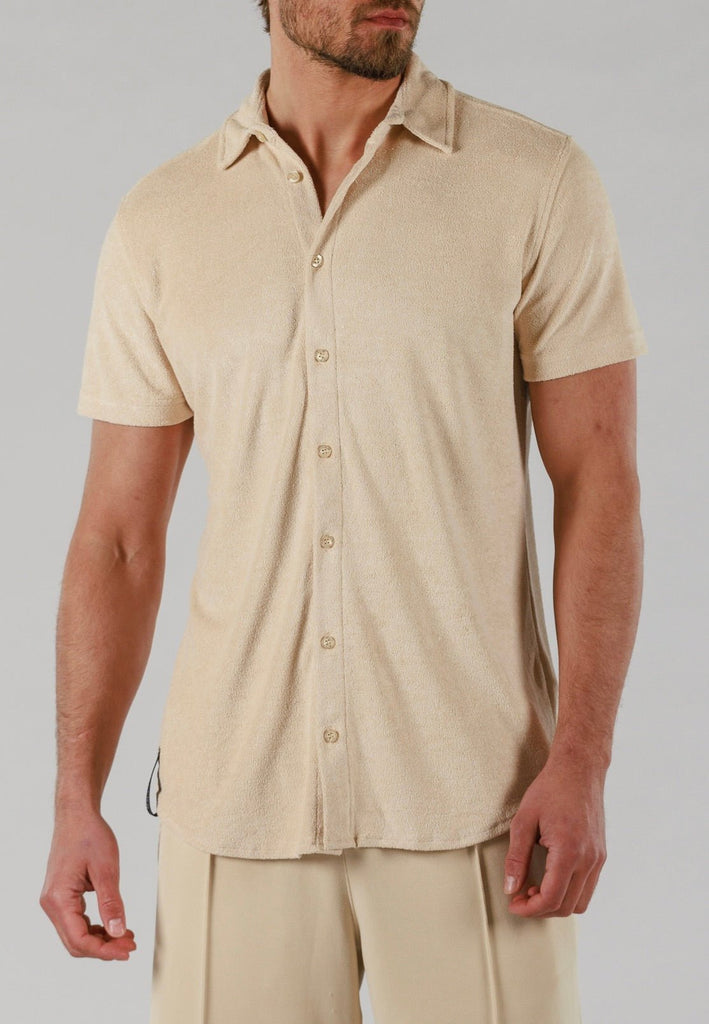 TERRY SHIRT SHORT SLEEVE | SAND - BAIN DE MER USA I Luxury Swimwear & Casual wear