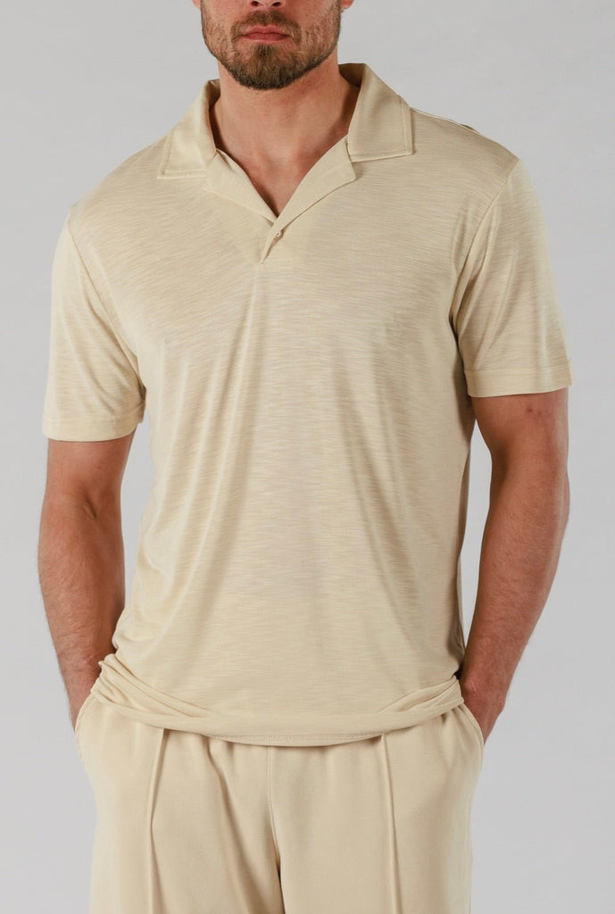 VEIL WOOD POLO | SAND - BAIN DE MER USA I Luxury Swimwear & Casual wear