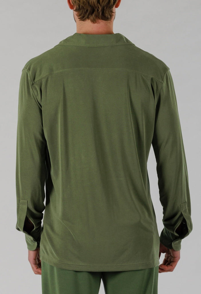 VEIL WOOD SHIRT LONG SLEEVE | MILITARY GREEN - BAIN DE MER USA I Luxury Swimwear & Casual wear