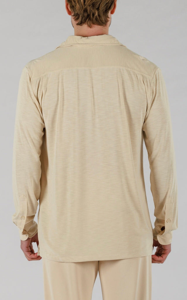 VEIL WOOD SHIRT LONG SLEEVE | SAND - BAIN DE MER USA I Luxury Swimwear & Casual wear