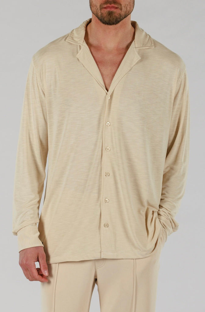 VEIL WOOD SHIRT LONG SLEEVE | SAND - BAIN DE MER USA I Luxury Swimwear & Casual wear