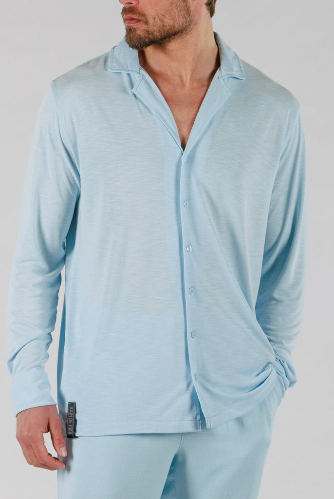 VEIL WOOD SHIRT LONG SLEEVE | SKY BLUE - BAIN DE MER USA I Luxury Swimwear & Casual wear