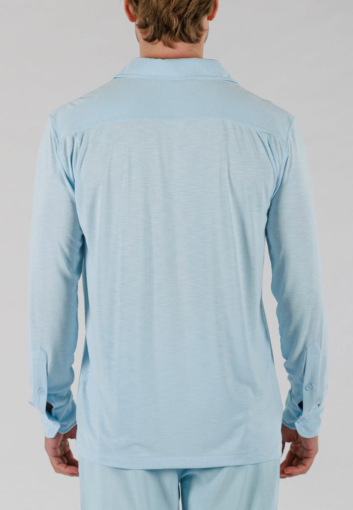 VEIL WOOD SHIRT LONG SLEEVE | SKY BLUE - BAIN DE MER USA I Luxury Swimwear & Casual wear