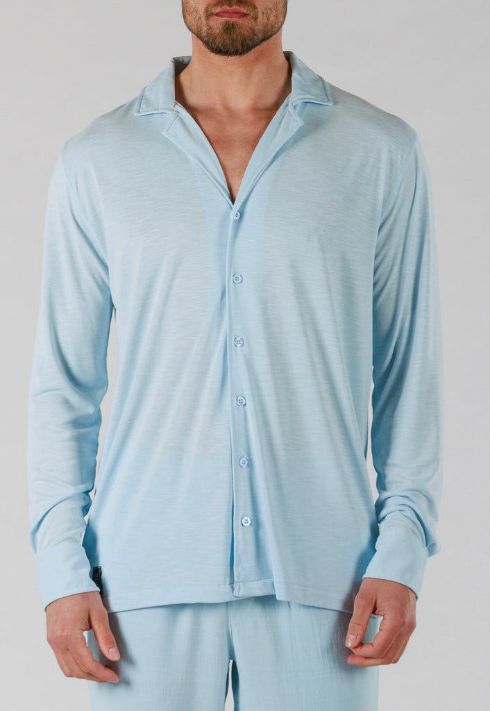 VEIL WOOD SHIRT LONG SLEEVE | SKY BLUE - BAIN DE MER USA I Luxury Swimwear & Casual wear