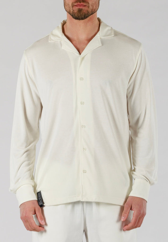 VEIL WOOD SHIRT LONG SLEEVE | WHITE - BAIN DE MER USA I Luxury Swimwear & Casual wear