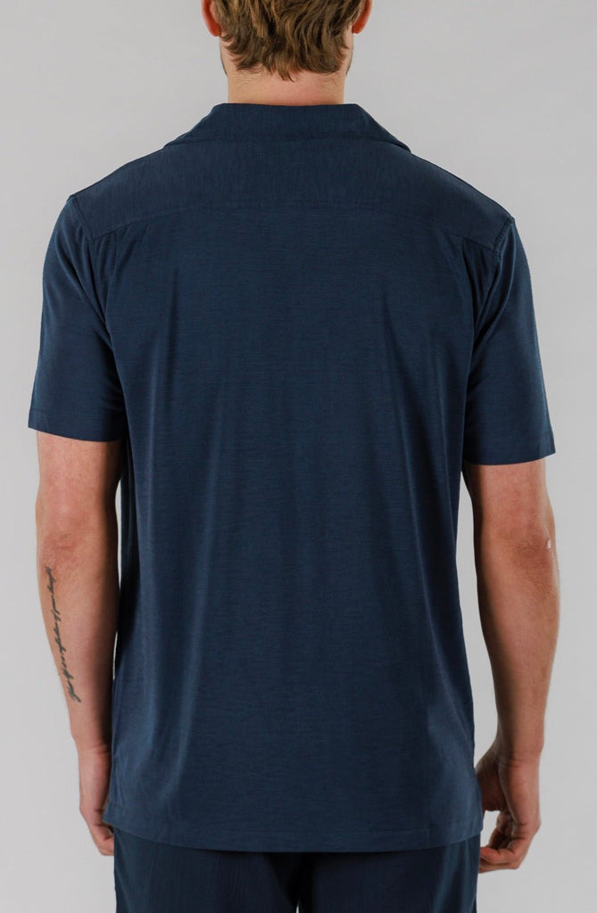 VEIL WOOD SHIRT SHORT SLEEVE | NAVY - BAIN DE MER USA I Luxury Swimwear & Casual wear