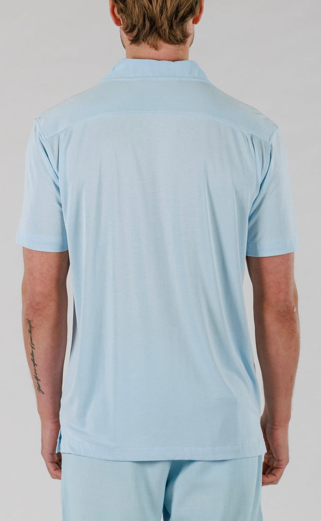 VEIL WOOD SHIRT SHORT SLEEVE | SKY BLUE - BAIN DE MER USA I Luxury Swimwear & Casual wear