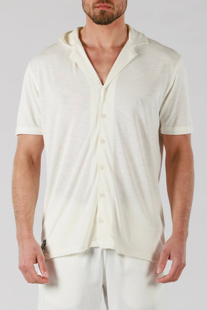 VEIL WOOD SHIRT SHORT SLEEVE | WHITE - BAIN DE MER USA I Luxury Swimwear & Casual wear