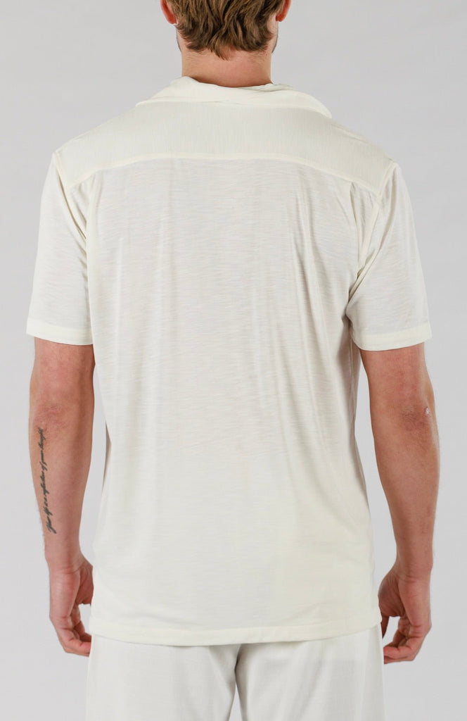 VEIL WOOD SHIRT SHORT SLEEVE | WHITE - BAIN DE MER USA I Luxury Swimwear & Casual wear