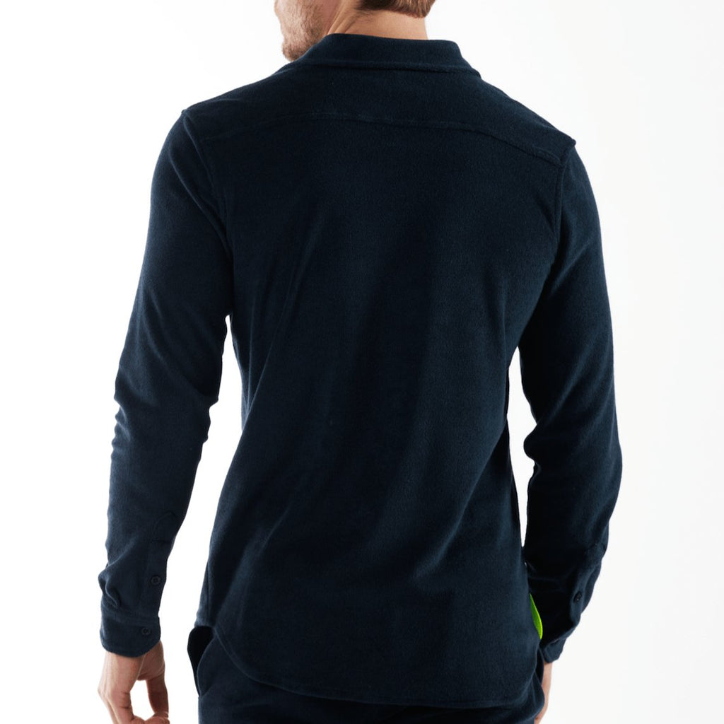 BAGATELLE NAVY BLUE | Towelling Long Sleeve Shirt - BAIN DE MER USA I Luxury Swimwear & Casual wear