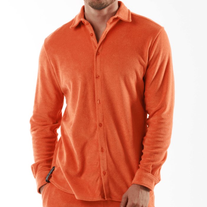 BAGATELLE ORANGE | Towelling Long Sleeve Shirt - BAIN DE MER USA I Luxury swimwear & casual wear