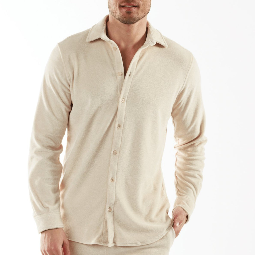 BAGATELLE SAND | Towelling Long Sleeve Shirt - BAIN DE MER USA I Luxury Swimwear & Casual wear