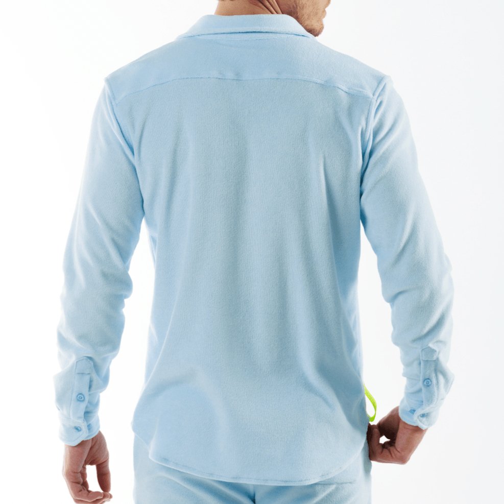 BAGATELLE SKY BLUE | Towelling Long Sleeve Shirt - BAIN DE MER USA I Luxury swimwear & casual wear