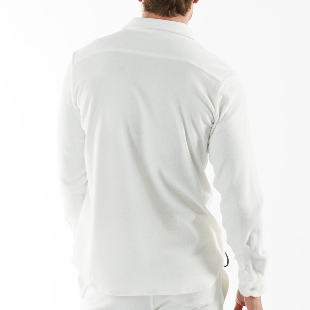 BAGATELLE WHITE | Towelling Long Sleeve Shirt - BAIN DE MER USA I Luxury Swimwear & Casual wear