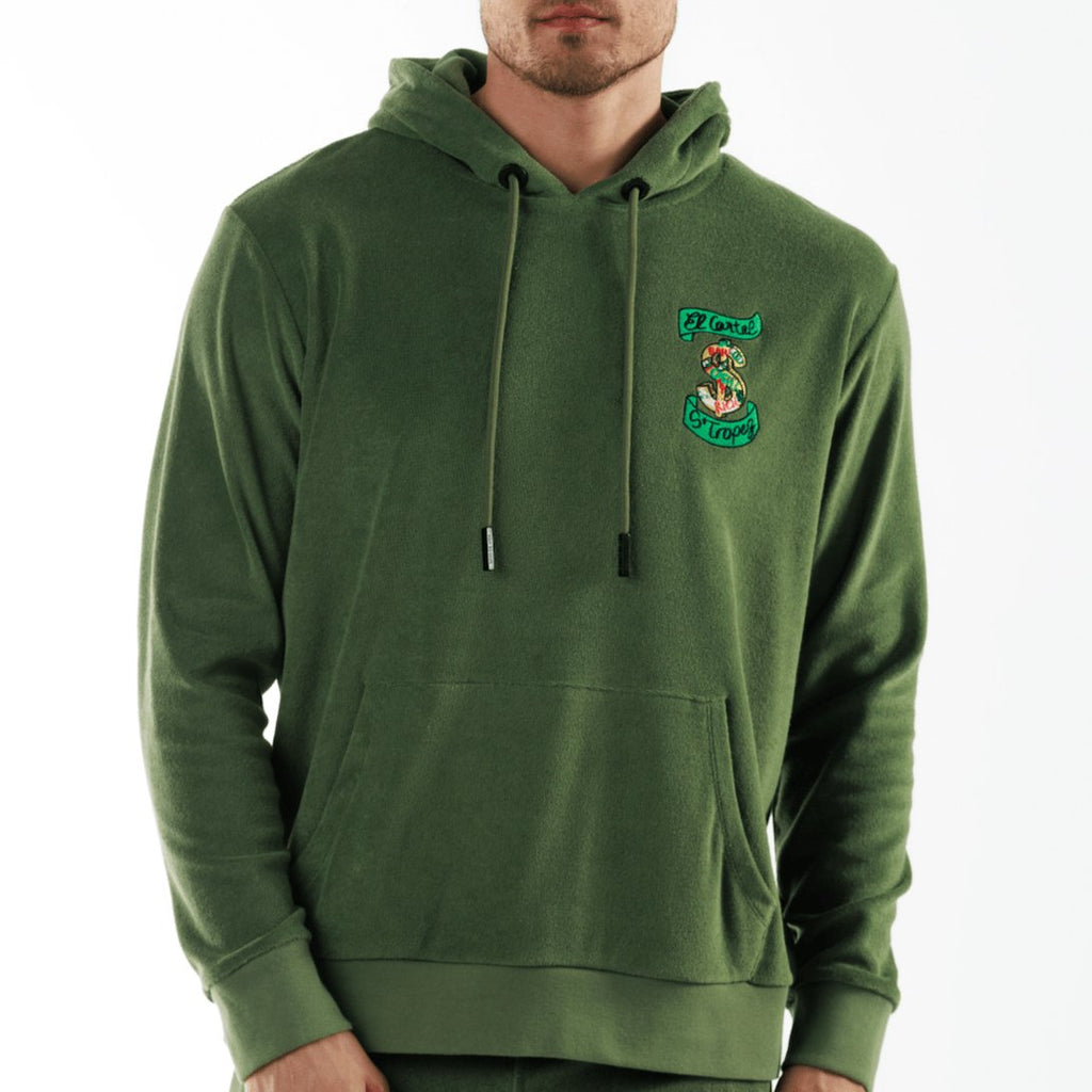 BOHEME MILITARY GREEN | Towelling Hoodie ESCOBART MOKE - BAIN DE MER USA I Luxury swimwear & casual wear