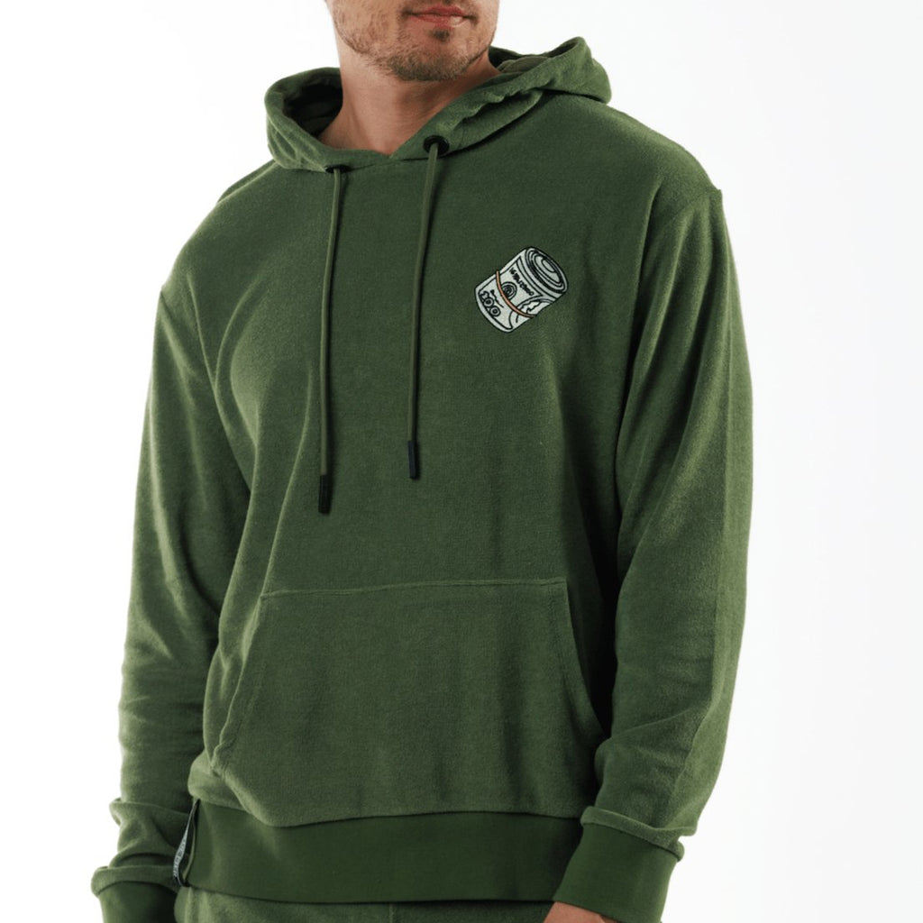 BOHEME MILITARY GREEN | Towelling Hoodie THE WALL STREET - BAIN DE MER USA I Luxury swimwear & casual wear