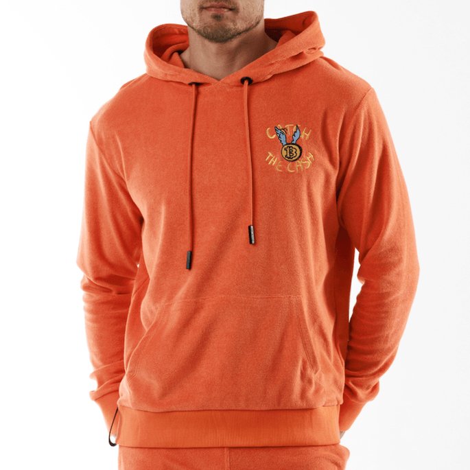 BOHEME ORANGE | Towelling Hoodie CATCH THE CASH - BAIN DE MER USA I Luxury swimwear & casual wear