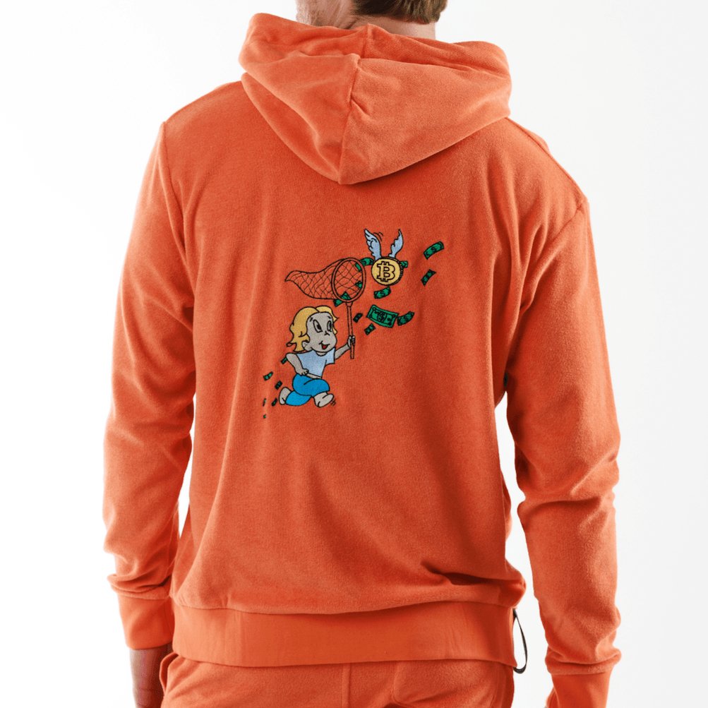 BOHEME ORANGE | Towelling Hoodie CATCH THE CASH - BAIN DE MER USA I Luxury swimwear & casual wear