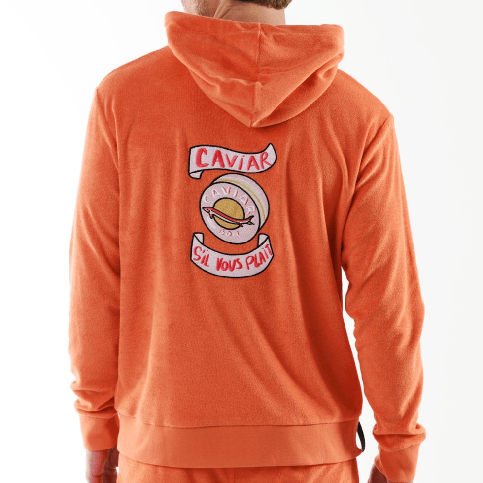 BOHEME ORANGE | Towelling Hoodie CAVIAR STP - BAIN DE MER USA I Luxury swimwear & casual wear