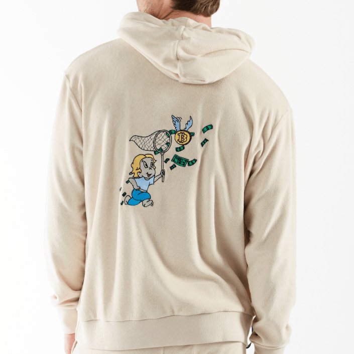 BOHEME SAND | Towelling Hoodie CATCH THE CASH - BAIN DE MER USA I Luxury swimwear & casual wear