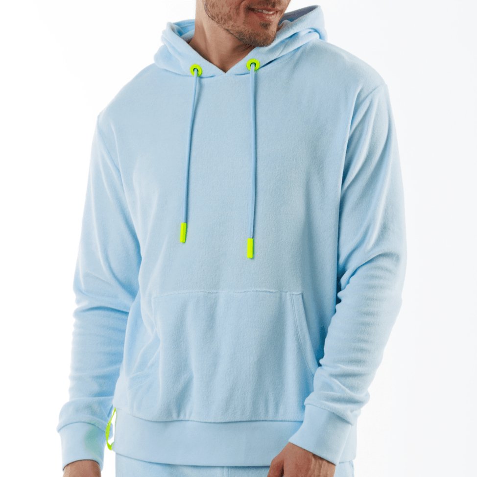 BOHEME SKY BLUE | Towelling Hoodie - BAIN DE MER USA I Luxury swimwear & casual wear