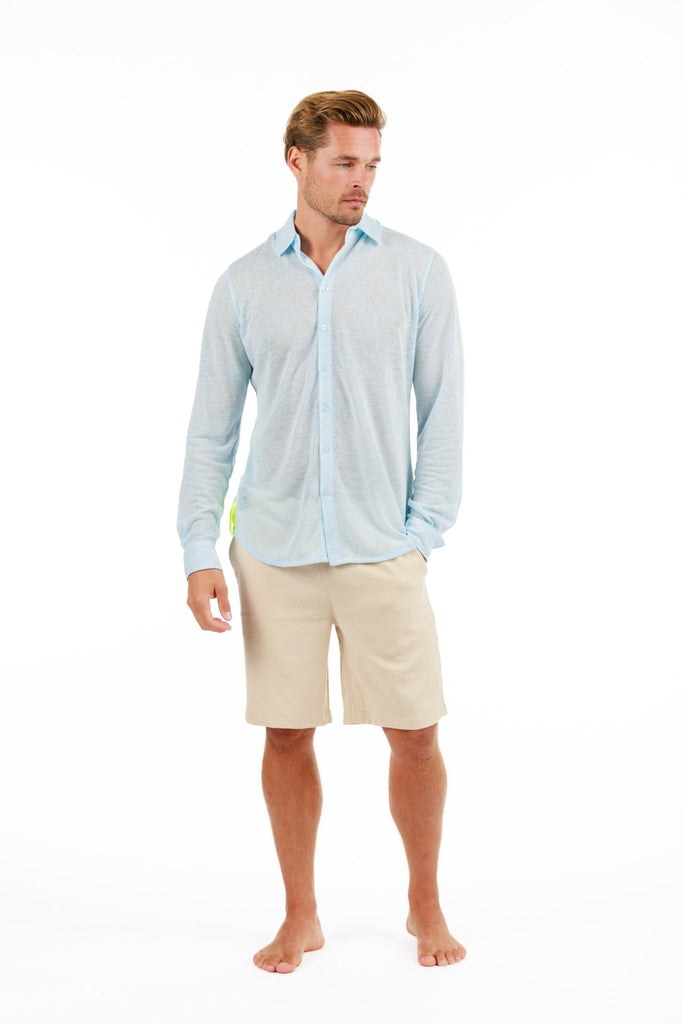 BYBLOS SKY BLUE | Linen Shirt Long Sleeve - BAIN DE MER USA I Luxury Swimwear & Casual wear