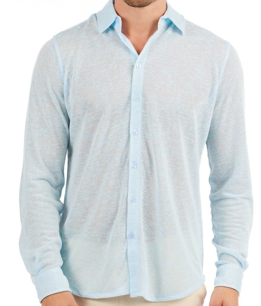 BYBLOS SKY BLUE | Linen Shirt Long Sleeve - BAIN DE MER USA I Luxury Swimwear & Casual wear