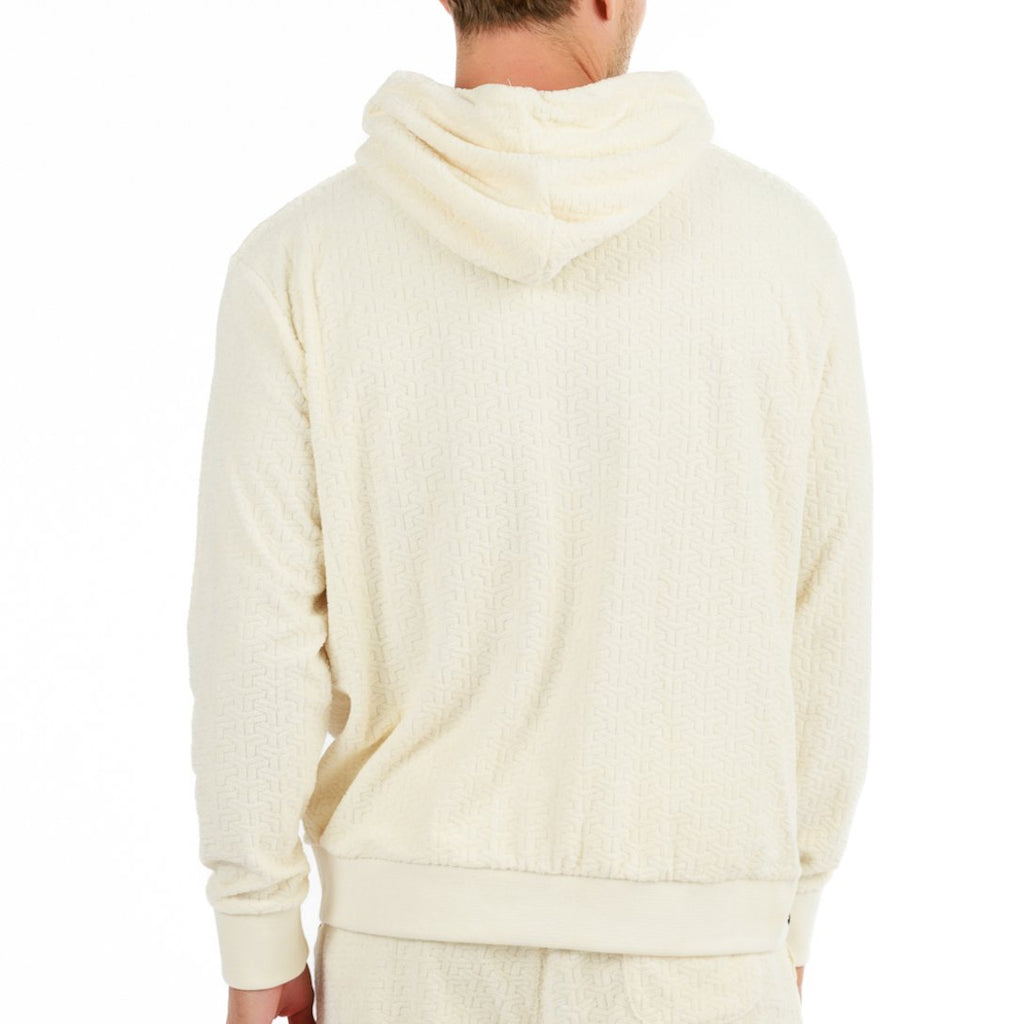 JACQUARD PARIS ECRU | Towelling Hoodie - BAIN DE MER USA I Luxury Swimwear & Casual wear