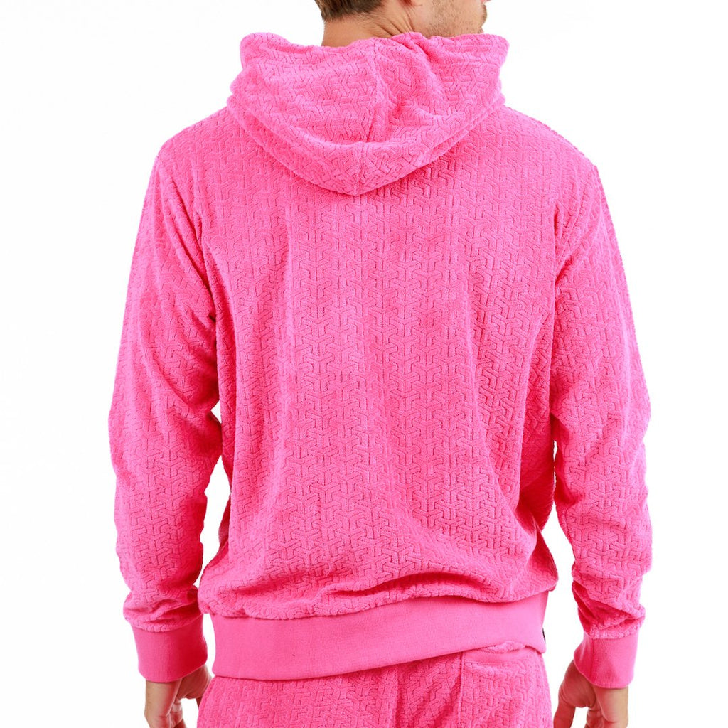 JACQUARD PARIS PINK| Towelling Hoodie - BAIN DE MER USA I Luxury swimwear & casual wear