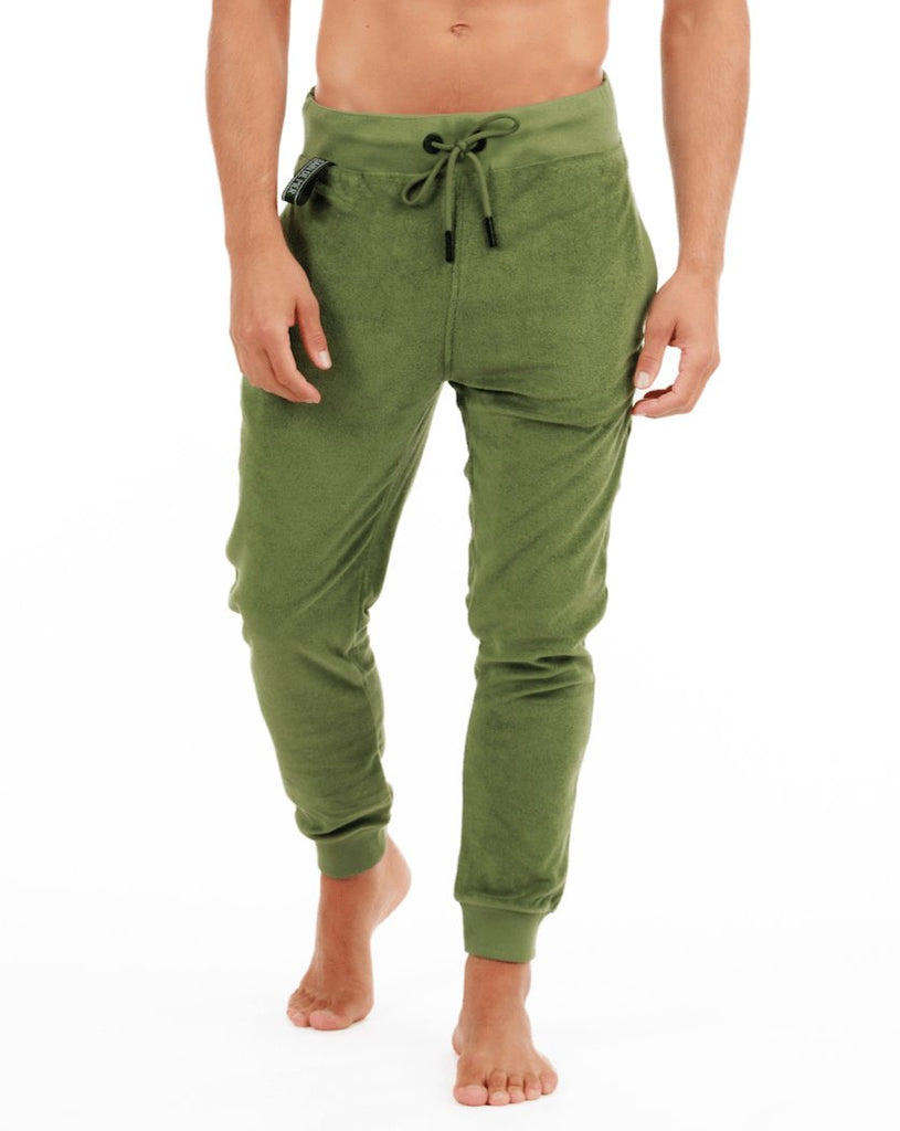 JET LAG MILITARY GREEN | Towelling Joggers - BAIN DE MER USA I Luxury Swimwear & Casual wear