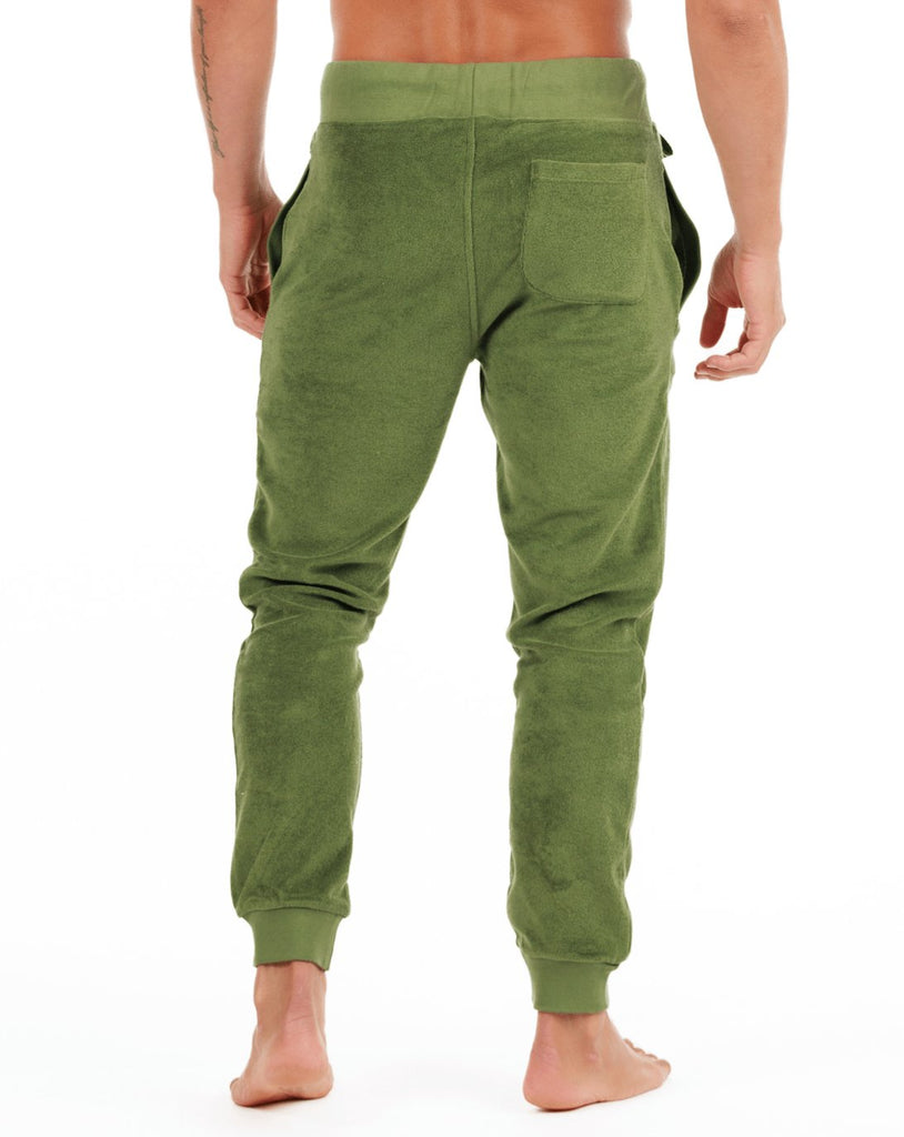 JET LAG MILITARY GREEN | Towelling Joggers - BAIN DE MER USA I Luxury Swimwear & Casual wear