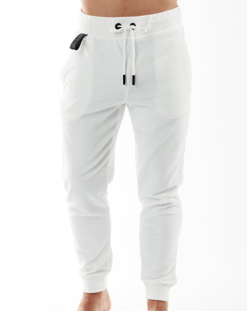 JET LAG WHITE | Towelling Joggers - BAIN DE MER USA I Luxury Swimwear & Casual wear