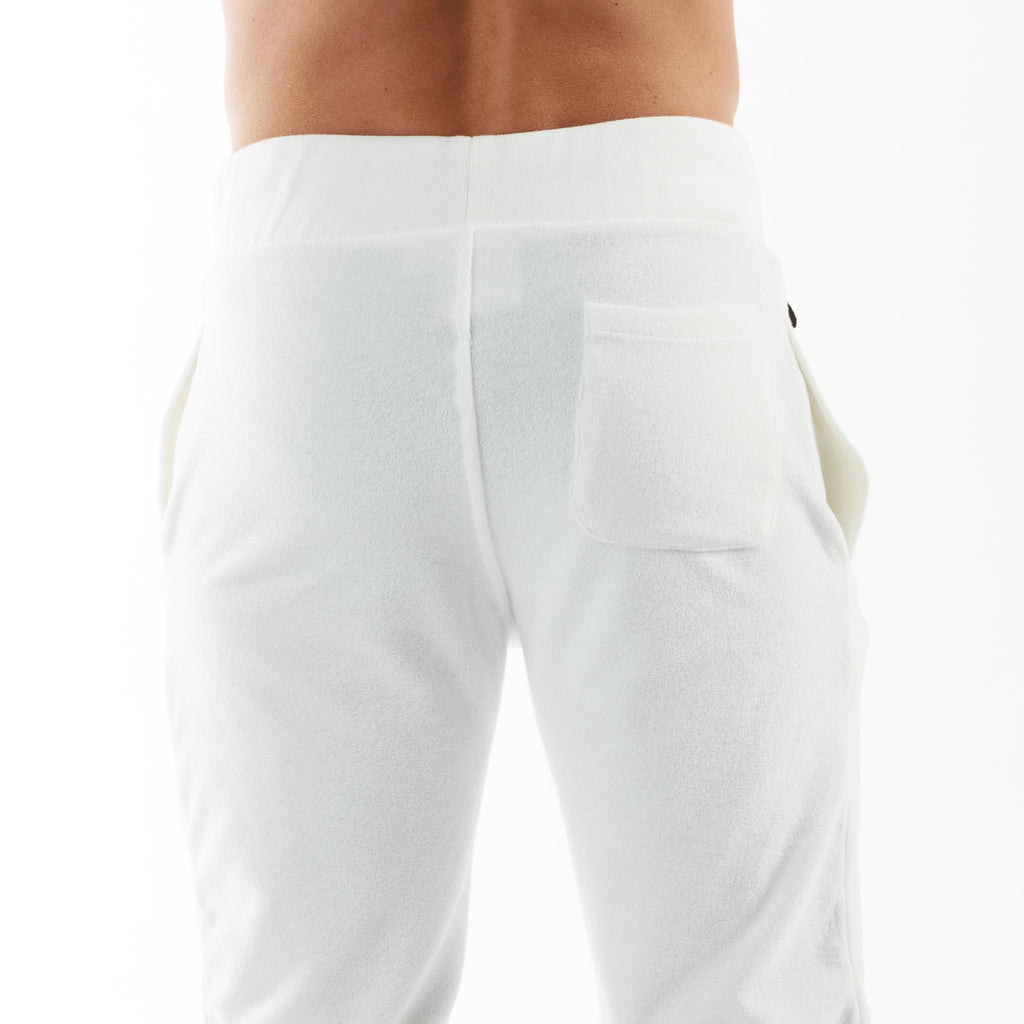 JET LAG WHITE | Towelling Joggers - BAIN DE MER USA I Luxury Swimwear & Casual wear