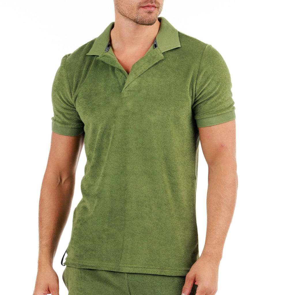 LA TARTANE MILITARY GREEN | Towelling Polo - BAIN DE MER USA I Luxury Swimwear & Casual wear