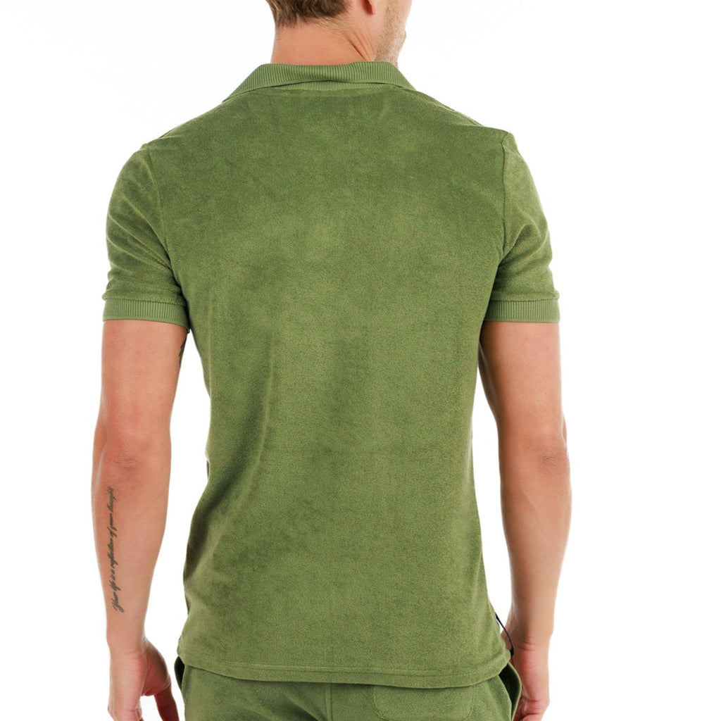 LA TARTANE MILITARY GREEN | Towelling Polo - BAIN DE MER USA I Luxury Swimwear & Casual wear