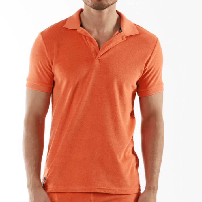 LA TARTANE ORANGE | Towelling Polo - BAIN DE MER USA I Luxury Swimwear & Casual wear