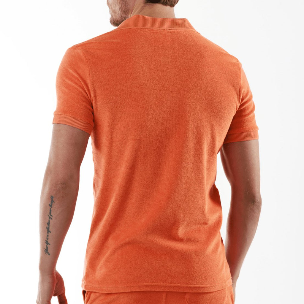 LA TARTANE ORANGE | Towelling Polo - BAIN DE MER USA I Luxury Swimwear & Casual wear