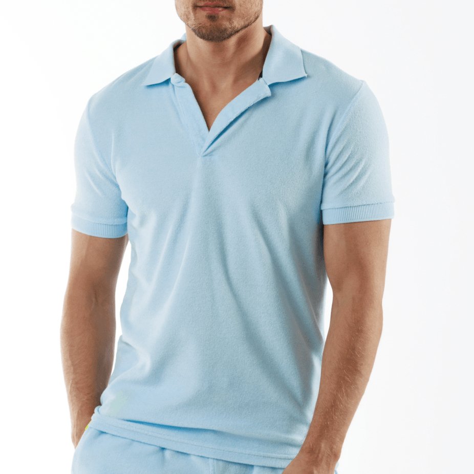 LA TARTANE SKY BLUE | Towelling Polo - BAIN DE MER USA I Luxury Swimwear & Casual wear