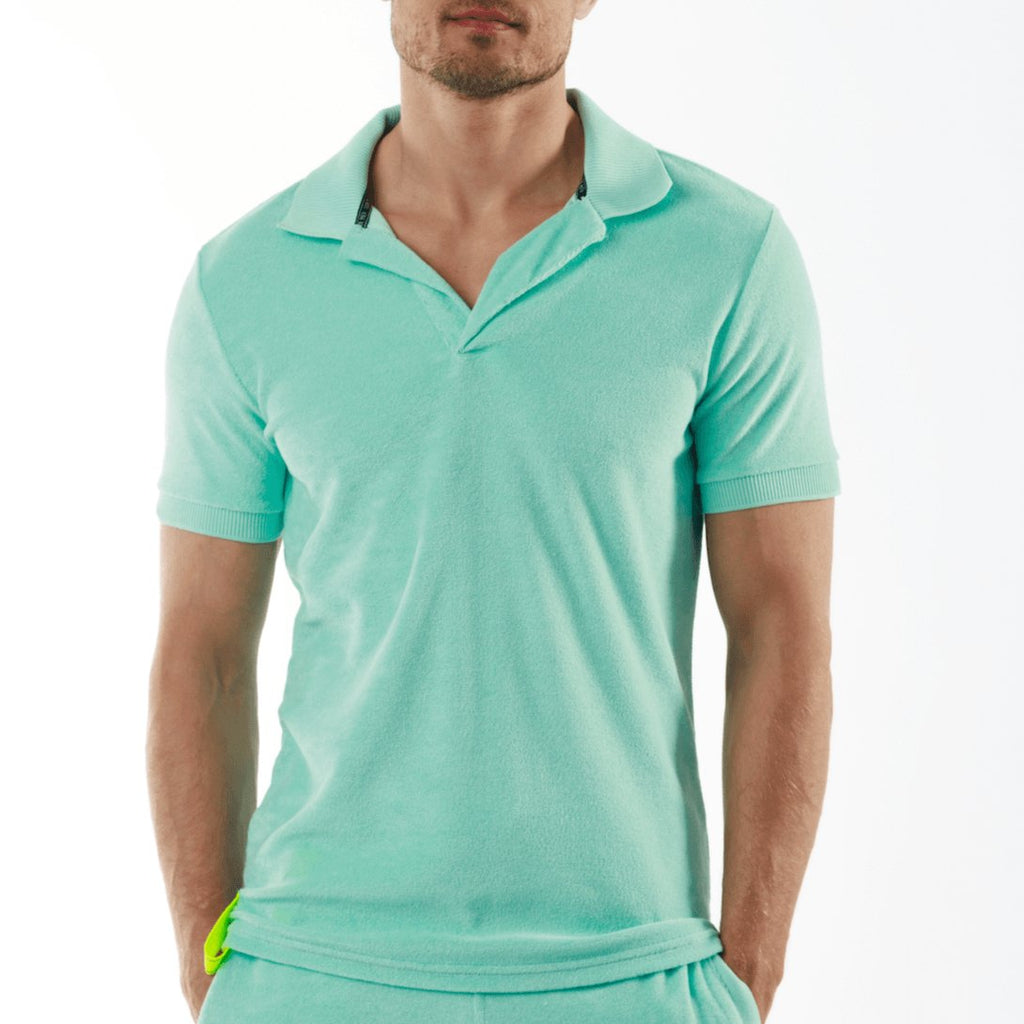 LA TARTANE TIFFANY BLUE | Towelling Polo - BAIN DE MER USA I Luxury Swimwear & Casual wear