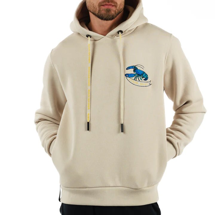 LOBSTER ECRU / MEN'S COTTON HOODIE - BAIN DE MER USA I Luxury Swimwear & Casual wear