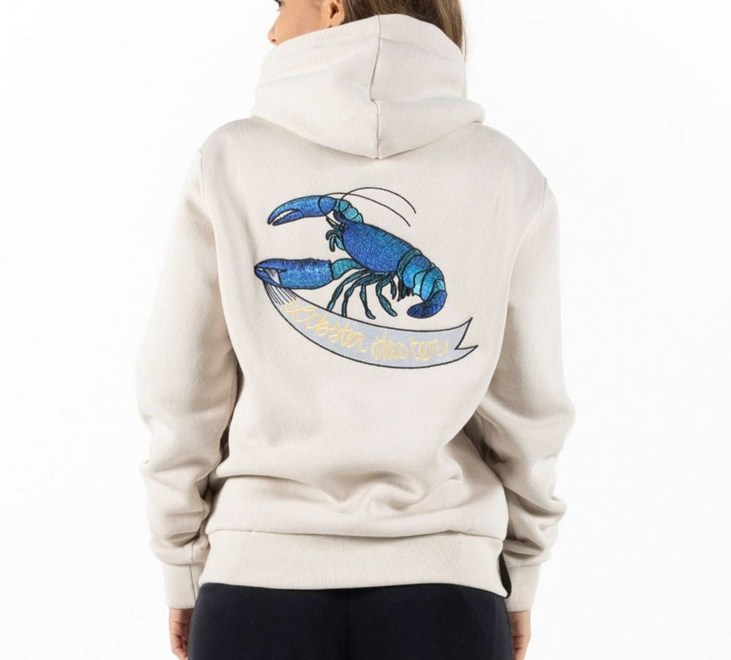 LOBSTER ECRU / WOMAN'S COTTON HOODIE - BAIN DE MER USA I Luxury Swimwear & Casual wear