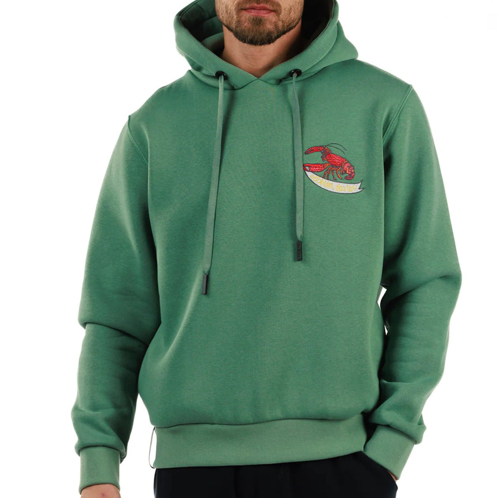 LOBSTER MILITARY GREEN/ MEN'S COTTON HOODIE - BAIN DE MER USA I Luxury Swimwear & Casual wear