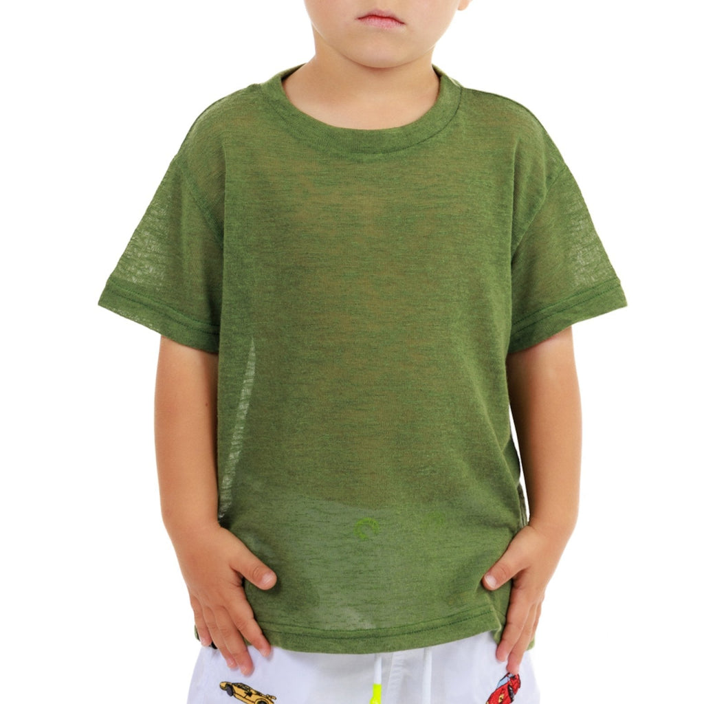 L'ORMEAUX MILITARY GREEN | Kids Linen T-Shirt - BAIN DE MER USA I Luxury Swimwear & Casual wear
