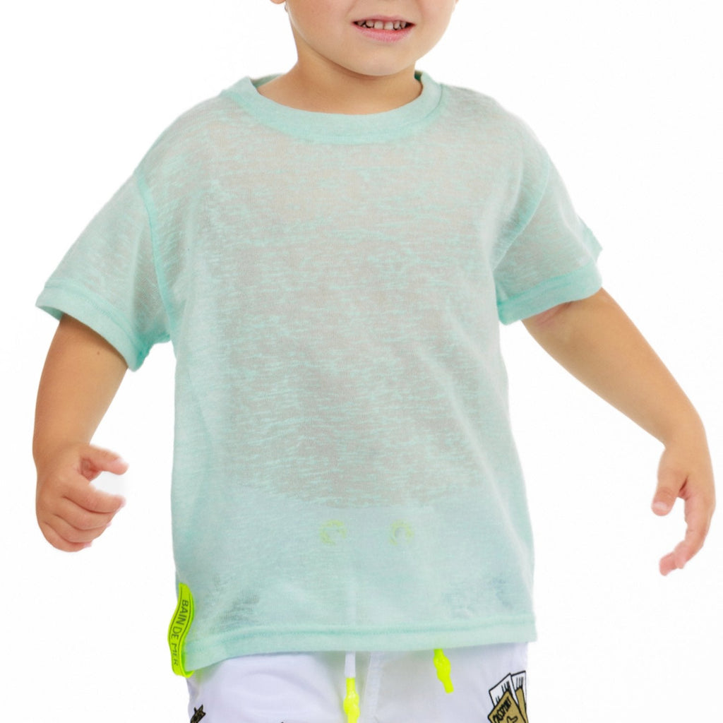 L'ORMEAUX TIFFANY BLUE| Kids Linen T-Shirt - BAIN DE MER USA I Luxury Swimwear & Casual wear