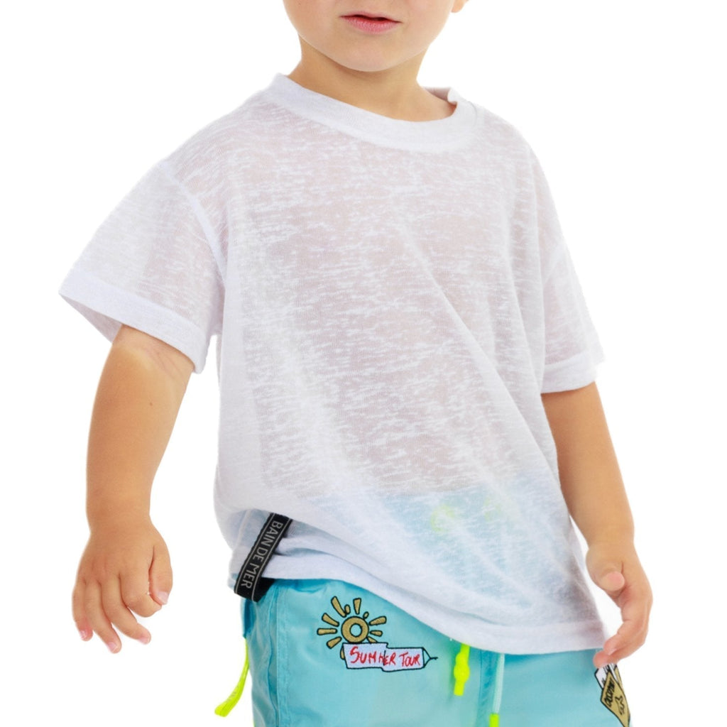 L'ORMEAUX WHITE| Kids Linen T-Shirt - BAIN DE MER USA I Luxury Swimwear & Casual wear